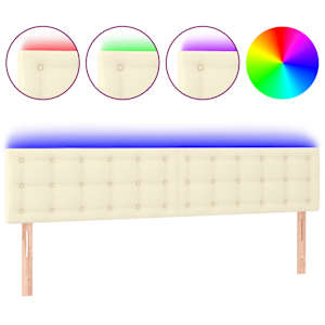 Čelo postele s LED krémové 180x5x78/88 cm umělá kůže - obrázek 2