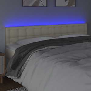 Čelo postele s LED krémové 180x5x78/88 cm umělá kůže - obrázek 3