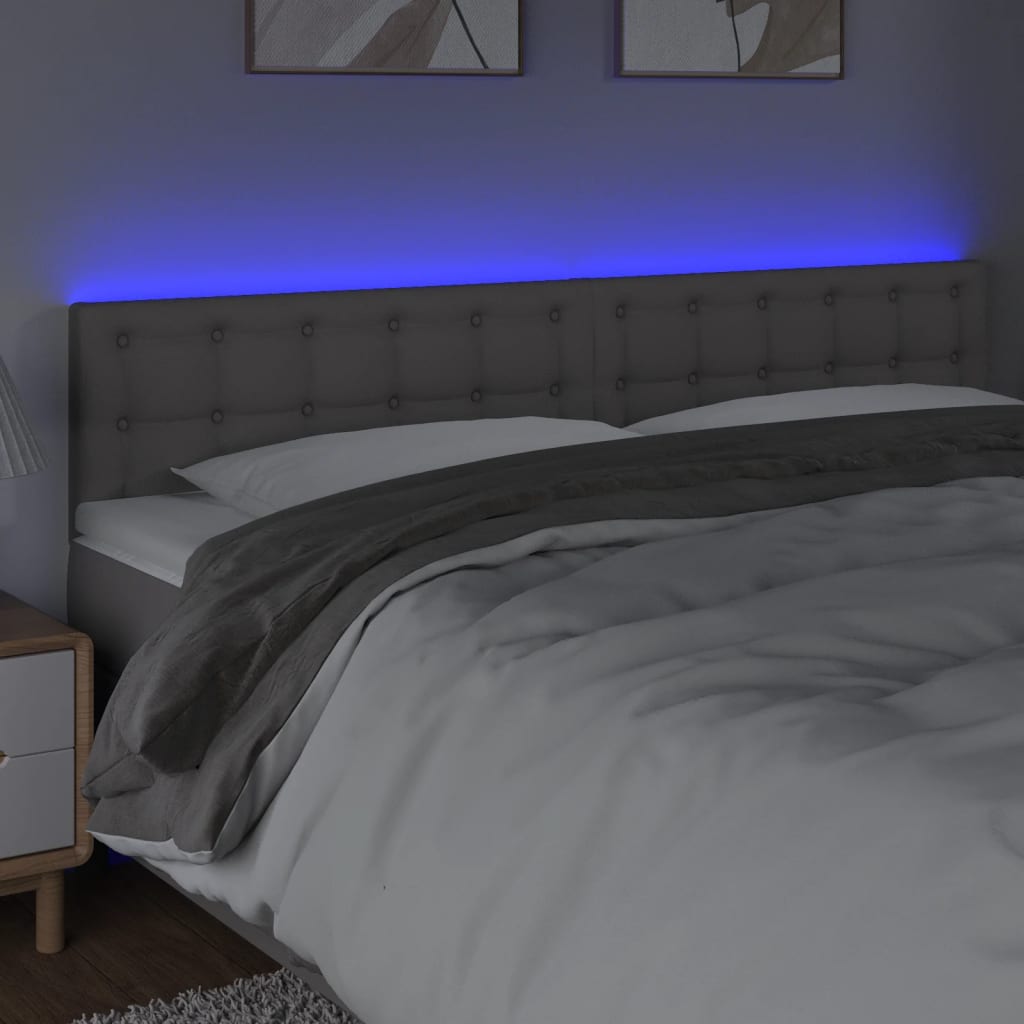 vidaXL Hoofdbord LED 180x5x78/88 cm kunstleer grijs afbeelding