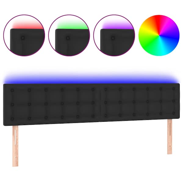 vidaXL LED-voodipeats, must, 200x5x78/88 cm, kunstnahk