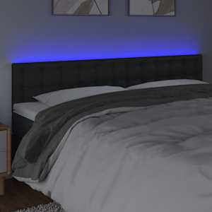 Čelo postele s LED černé 200x5x78/88 cm umělá kůže - obrázek 3