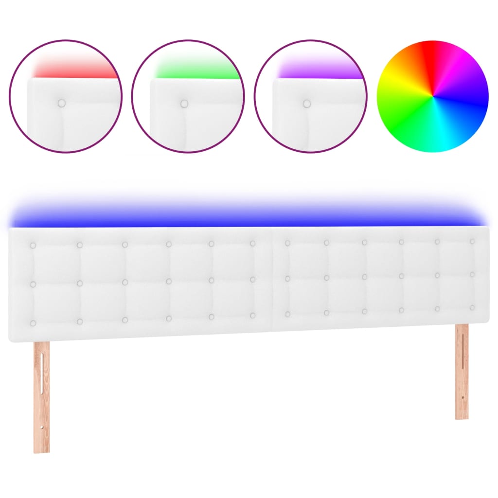 vidaXL Čelo postele s LED bílé 200x5x78/88 cm umělá kůže
