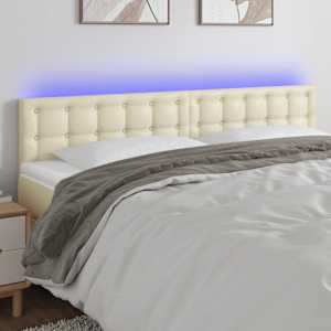 LED posteljno vzglavje krem 200x5x78/88 cm umetno usnje