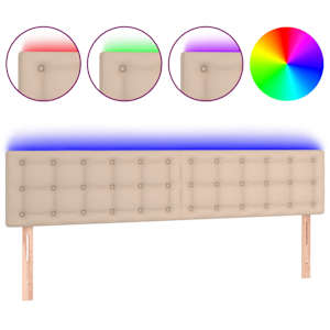 vidaXL LED-voodipeats, Cappuccino, 200x5x78/88 cm kunstnahk