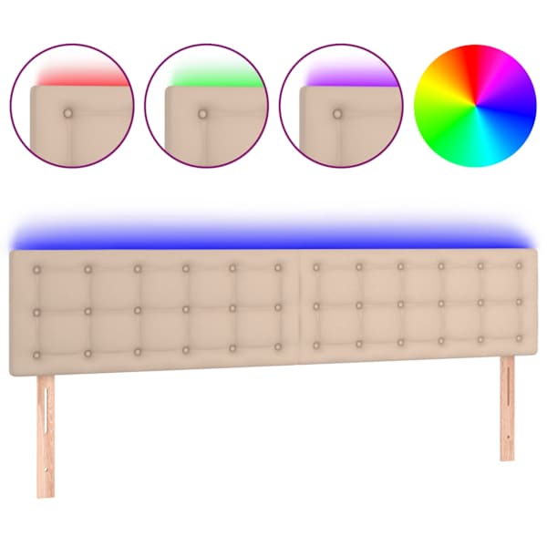 vidaXL LED-voodipeats, Cappuccino, 200x5x78/88 cm kunstnahk