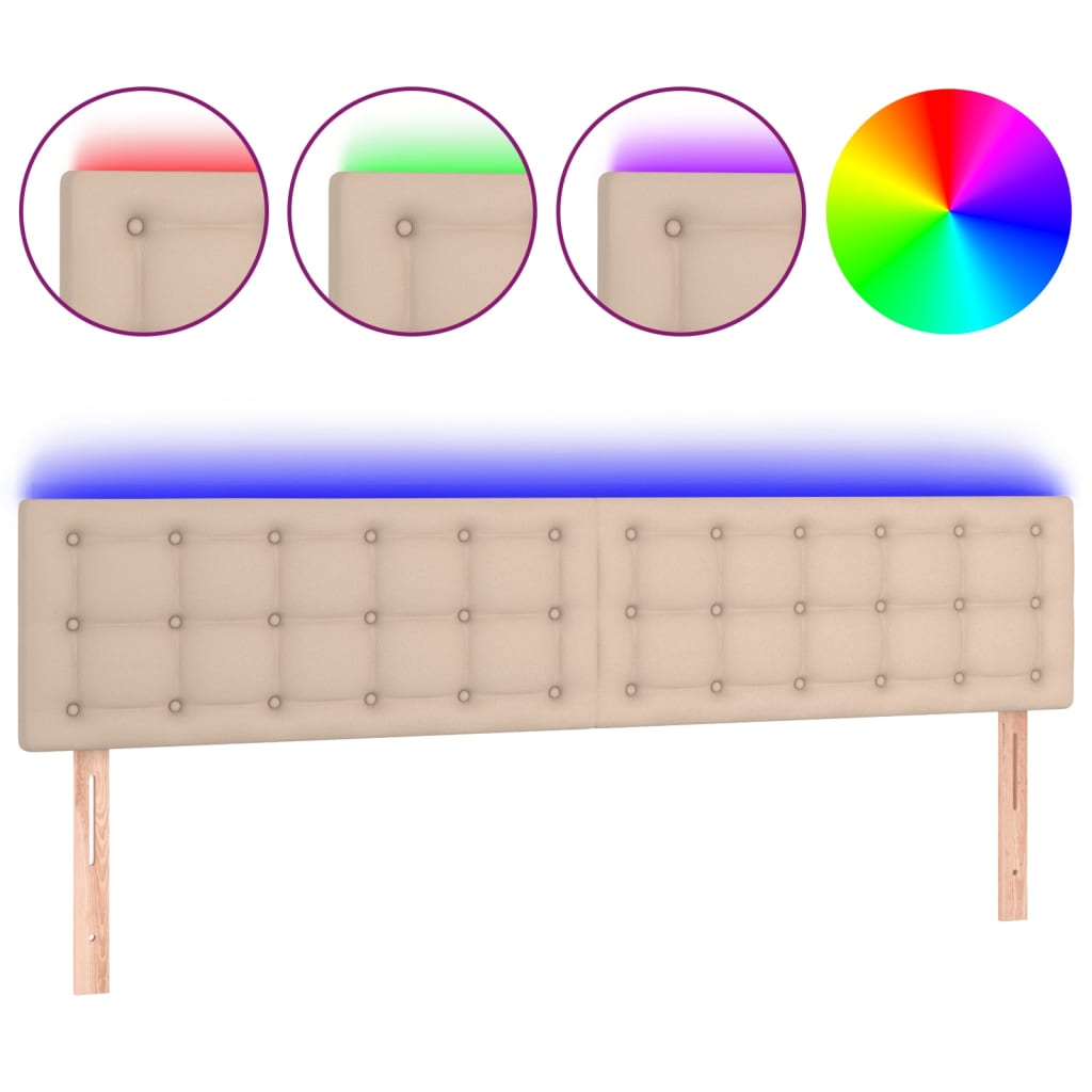 vidaXL Čelo postele s LED cappuccino 200x5x78/88 cm umělá kůže