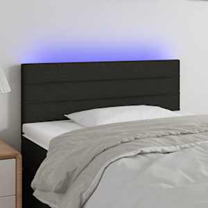 Čelo postele s LED černé 80 x 5 x 78/88 cm textil - obrázek 1