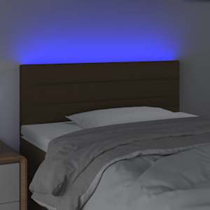 Čelo postele s LED tmavě hnědé 80 x 5 x 78/88 cm textil - obrázek 3