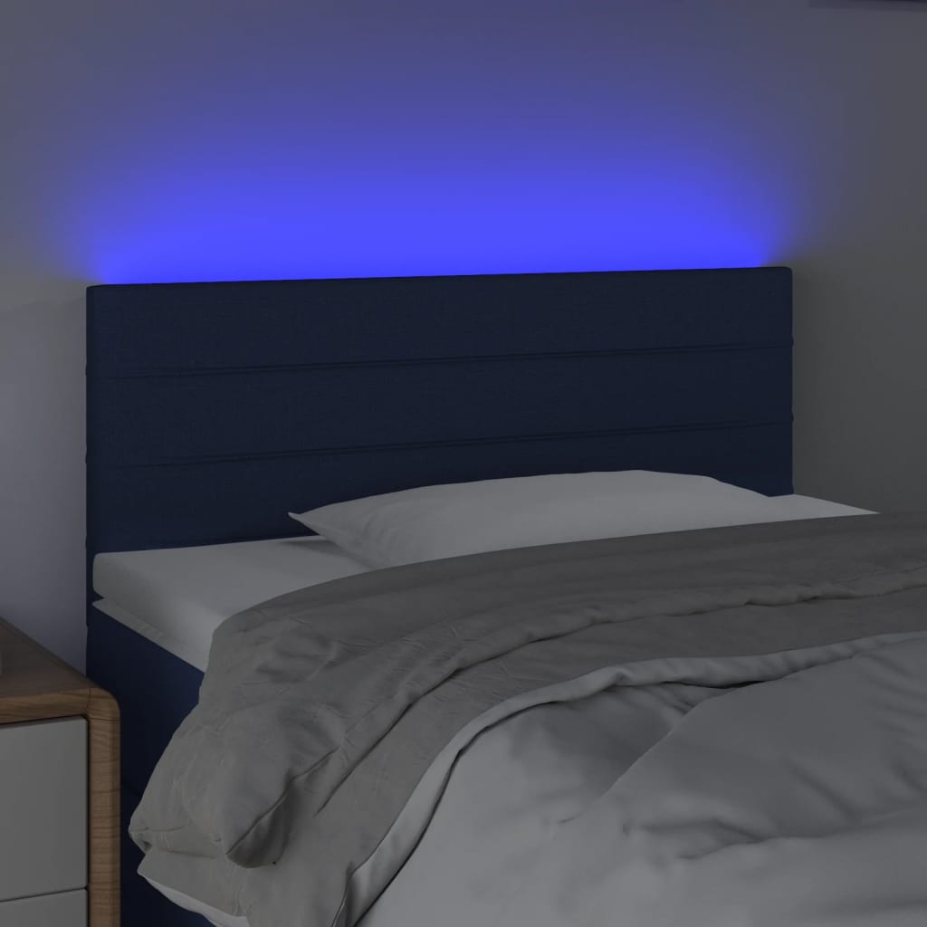vidaXL Hoofdbord LED 80x5x78/88 cm stof blauw afbeelding
