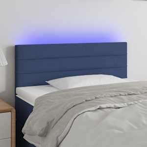 Čelo postele s LED modré 80 x 5 x 78/88 cm textil - obrázek 1