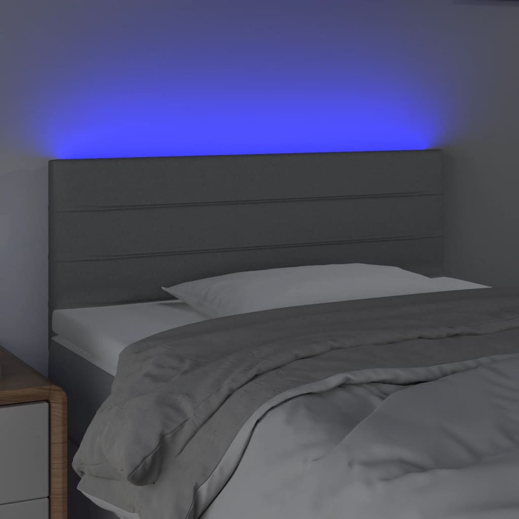 vidaXL Hoofdbord LED 90x5x78/88 cm stof lichtgrijs afbeelding