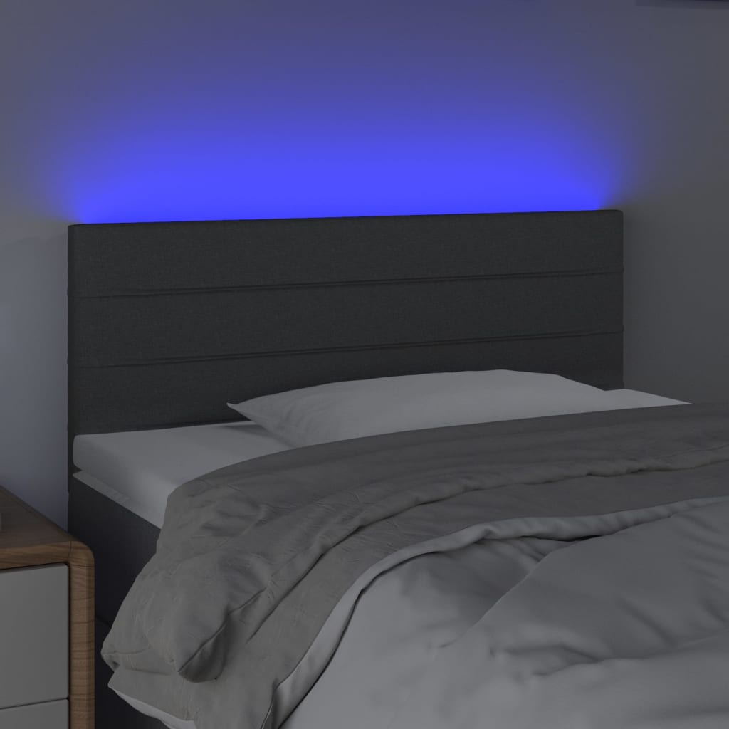 vidaXL Hoofdbord LED 90x5x78/88 cm stof donkergrijs afbeelding