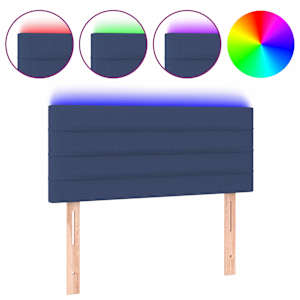 vidaXL LED-voodipeats, sinine, 90x5x78/88 cm, kangas