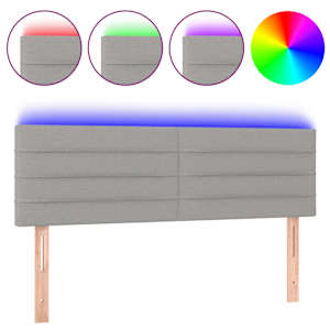 Čelo postele s LED světle šedé 144 x 5 x 78/88 cm textil - obrázek 2