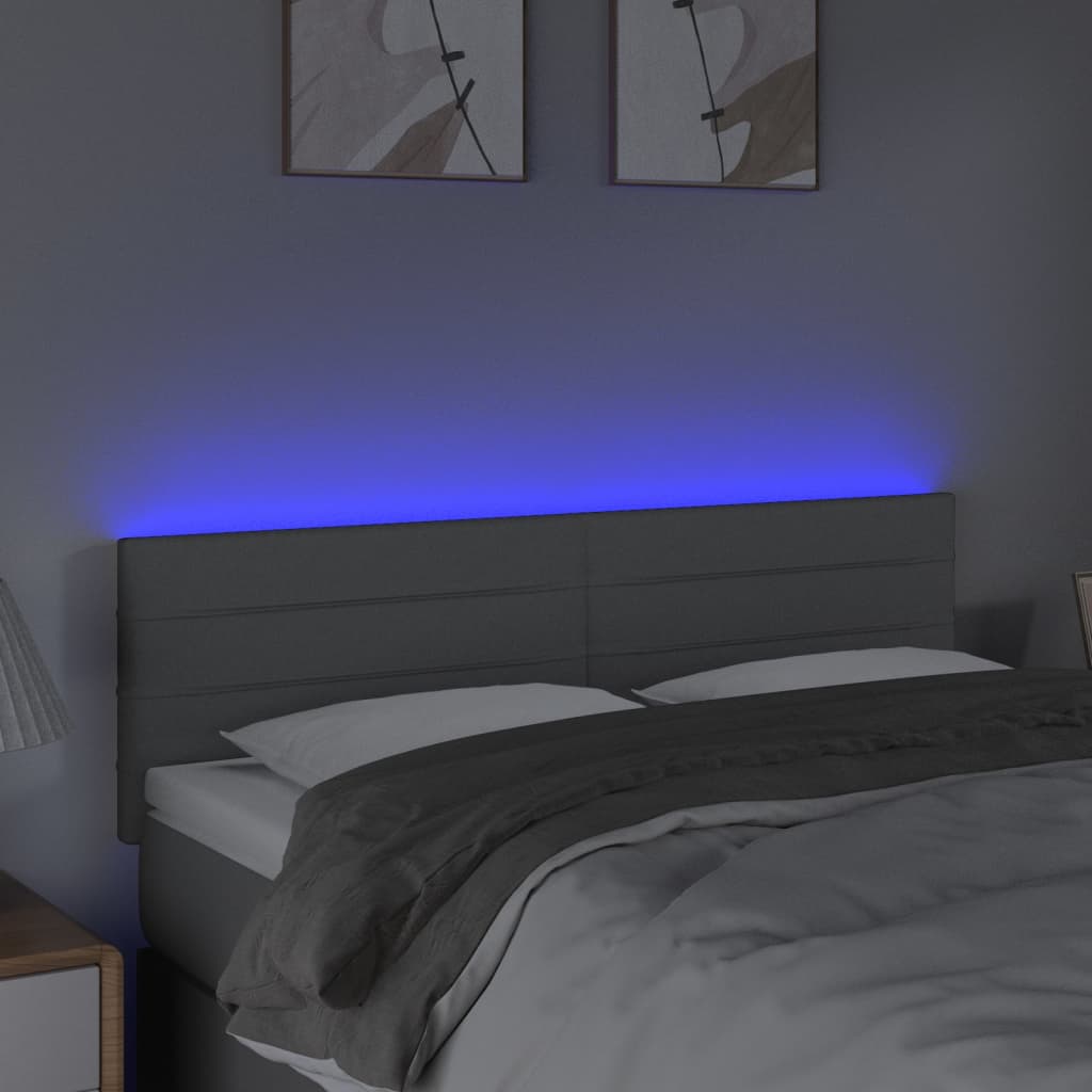 Thumbnail - vidaXL LED Kopfteil Hellgrau 144x5x78/88 cm Stoff