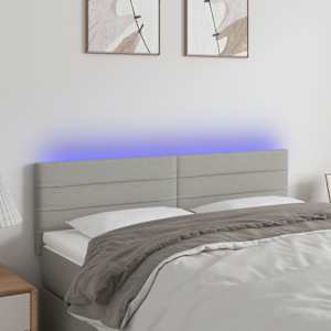 Čelo postele s LED světle šedé 144 x 5 x 78/88 cm textil - obrázek 1