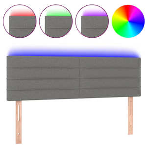 vidaXL LED-voodipeats, tumehall, 144x5x78/88 cm, kangas