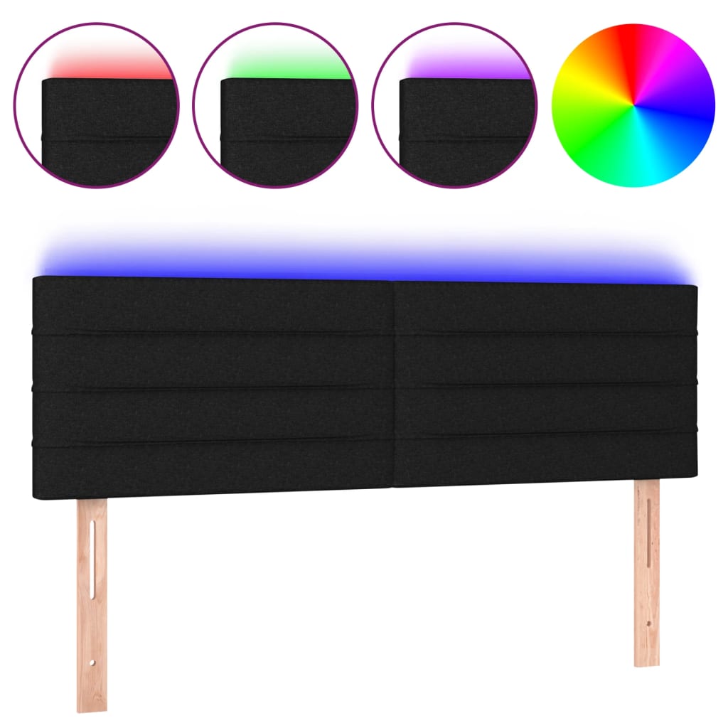 vidaXL Čelo postele s LED černé 144x5x78/88 cm textil
