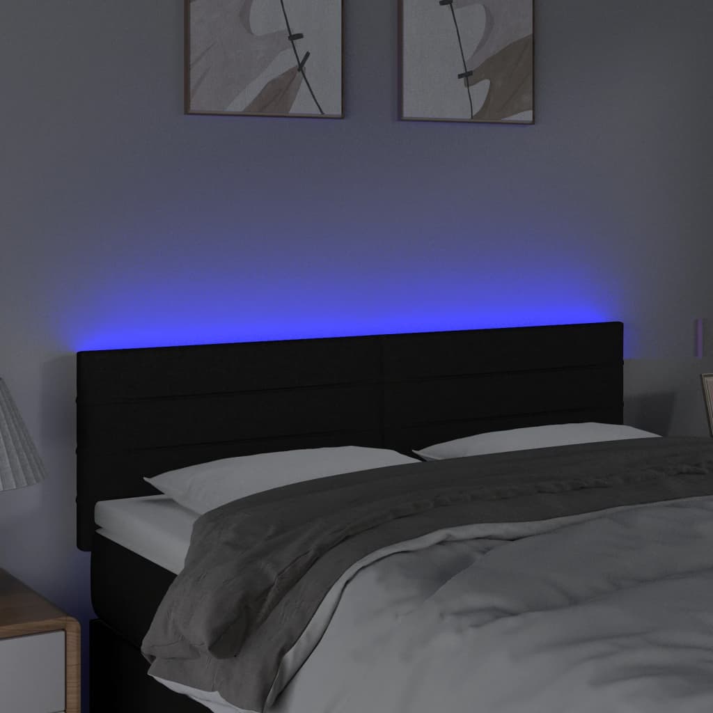 Thumbnail - vidaXL LED Kopfteil Schwarz 144x5x78/88 cm Stoff