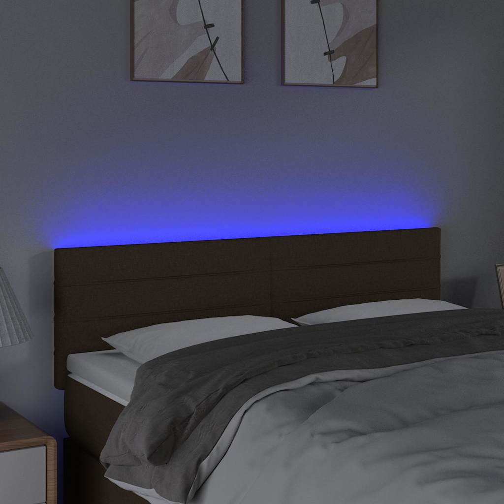 vidaXL Hoofdbord LED 144x5x78/88 cm stof donkerbruin bruin, foto 2