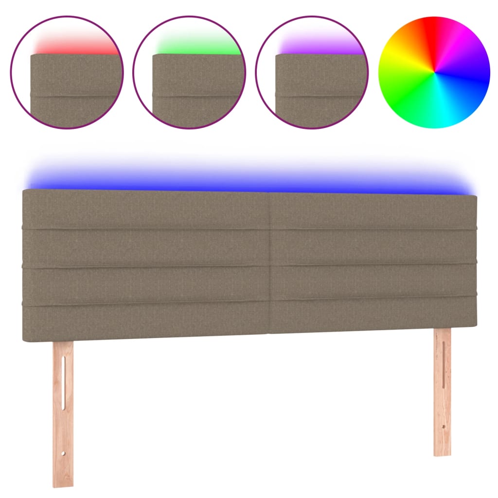 vidaXL Čelo postele s LED taupe 144x5x78/88 cm textil
