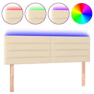 vidaXL LED-voodipeats, kreemjas, 144x5x78/88 cm, kangas
