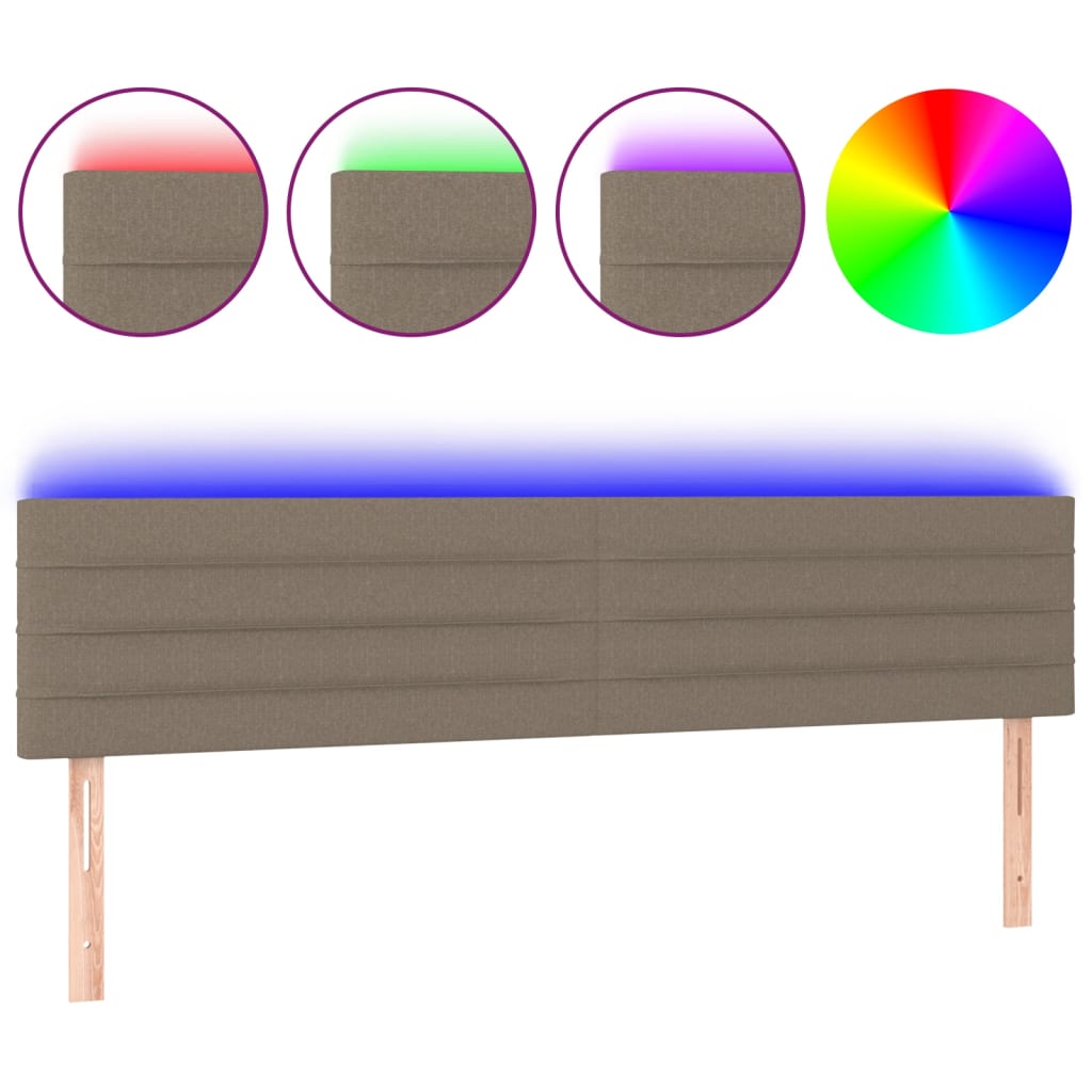 vidaXL ÄŚelo postele s LED taupe 160x5x78/88 cm textil