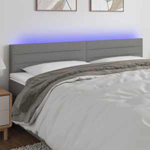 Čelo postele s LED tmavě šedé 180x5x78/88 cm textil
