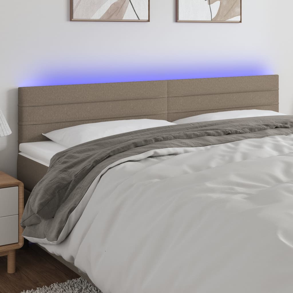 vidaXL Tăblie de pat cu LED, gri taupe, 180x5x78/88 cm, textil