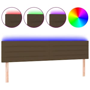 vidaXL LED-voodipeats, tumepruun, 200x5x78/88 cm, kangas