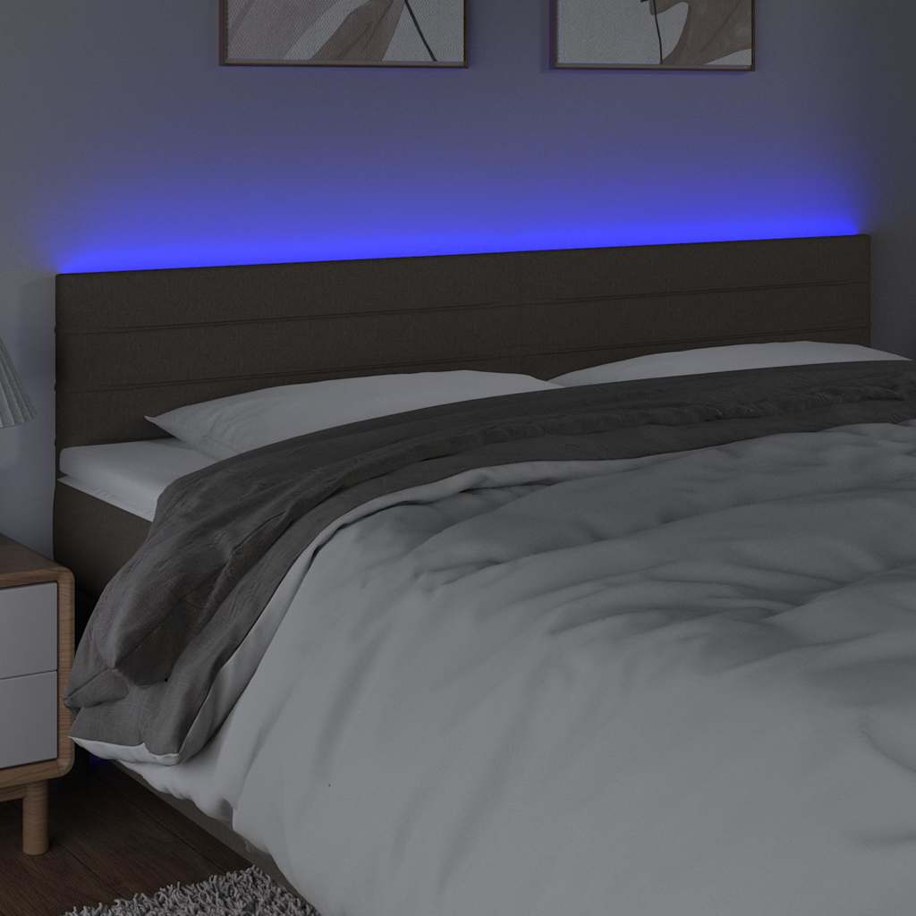 vidaXL Hoofdbord LED 200x5x78/88 cm stof taupe, foto 2