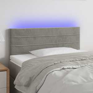 Čelo postele s LED světle šedé 80 x 5 x 78/88 cm samet - obrázek 1