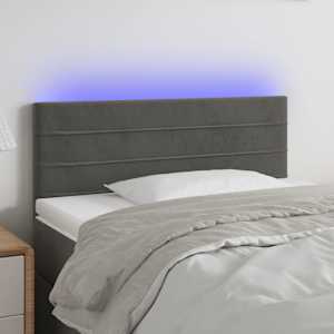 Čelo postele s LED tmavě šedé 80 x 5 x 78/88 cm samet - obrázek 1
