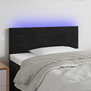 Čelo postele s LED černé 80 x 5 x 78/88 cm samet - obrázek 1