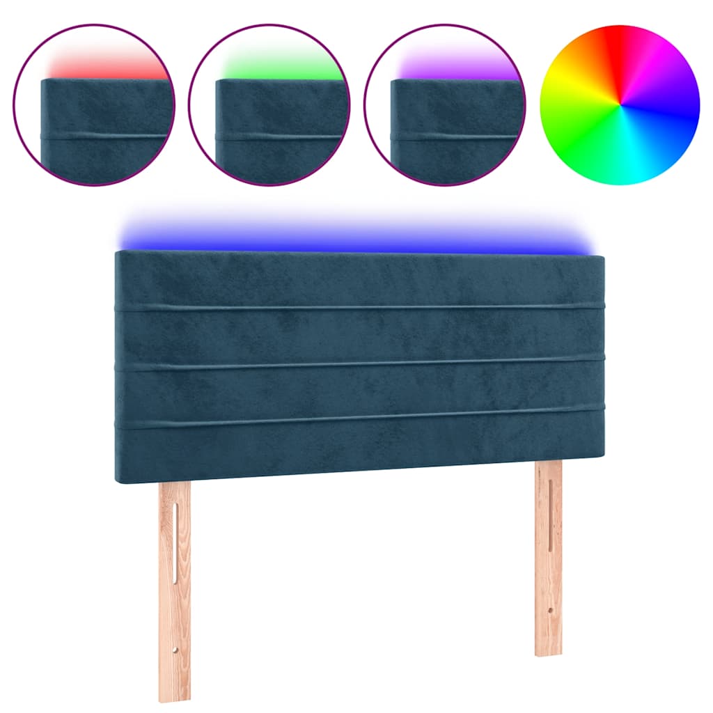 E-shop vidaXL Čelo postele s LED tmavomodré 80x5x78/88 cm zamat
