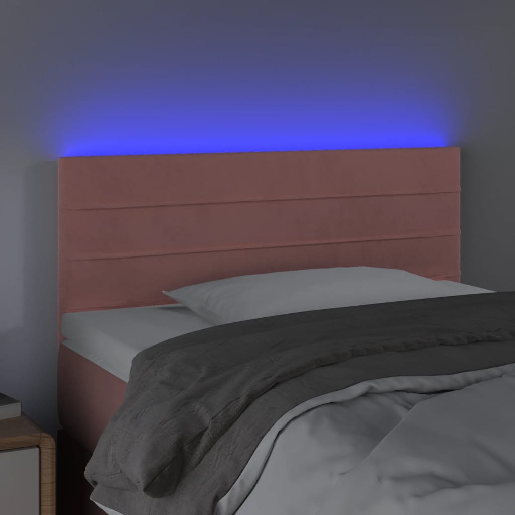 Thumbnail - vidaXL LED Kopfteil Rosa 80x5x78/88 cm Samt