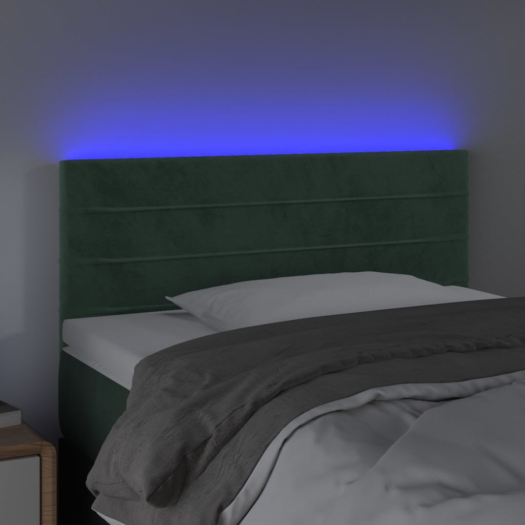 vidaXL Hoofdbord LED 90x5x78/88 cm fluweel donkergroen afbeelding