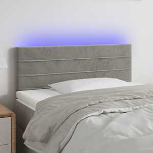 Čelo postele s LED světle šedé 100 x 5 x 78/88 cm samet - obrázek 1
