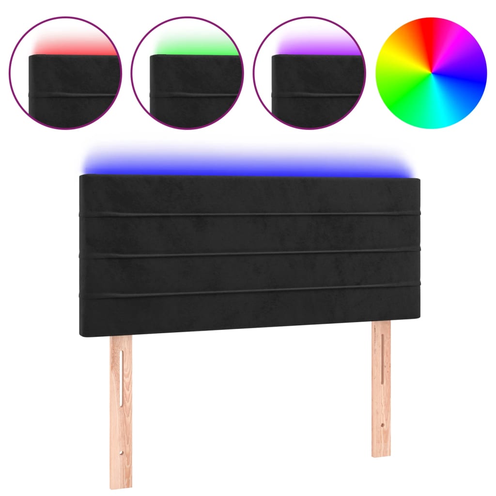 vidaXL Čelo postele s LED černé 100x5x78/88 cm samet