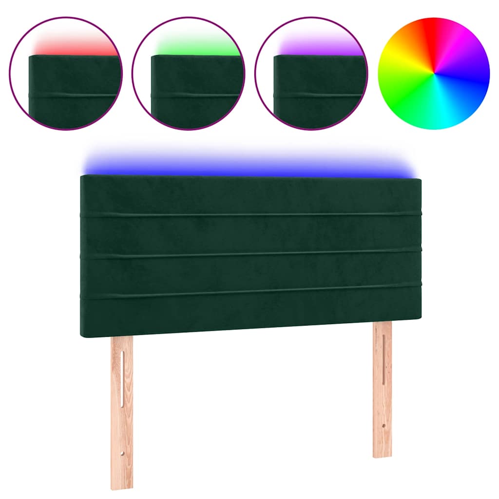 vidaXL Hoofdbord LED 100x5x78/88 cm fluweel donkergroen groen, foto 3