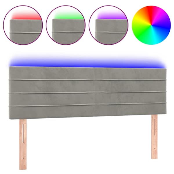 vidaXL LED-voodipeats, helehall, 144x5x78/88 cm, samet