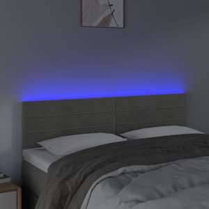 Čelo postele s LED světle šedé 144 x 5 x 78/88 cm samet - obrázek 3