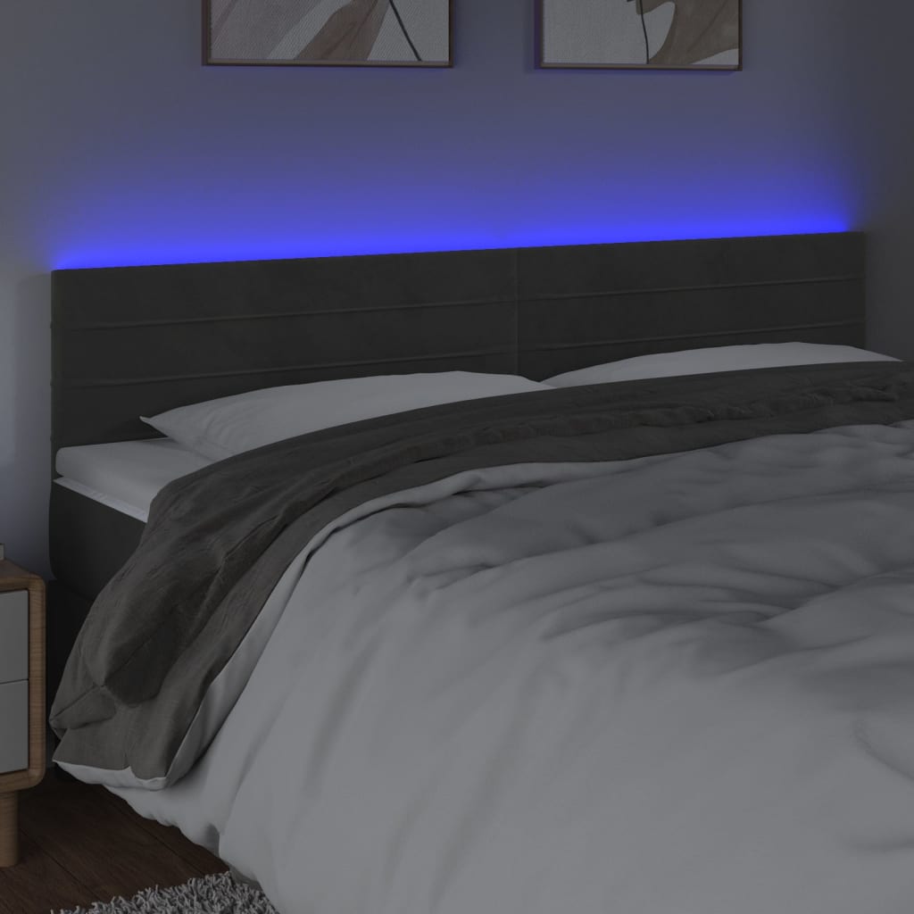 Thumbnail - vidaXL LED Kopfteil Dunkelgrau 160x5x78/88 cm Samt
