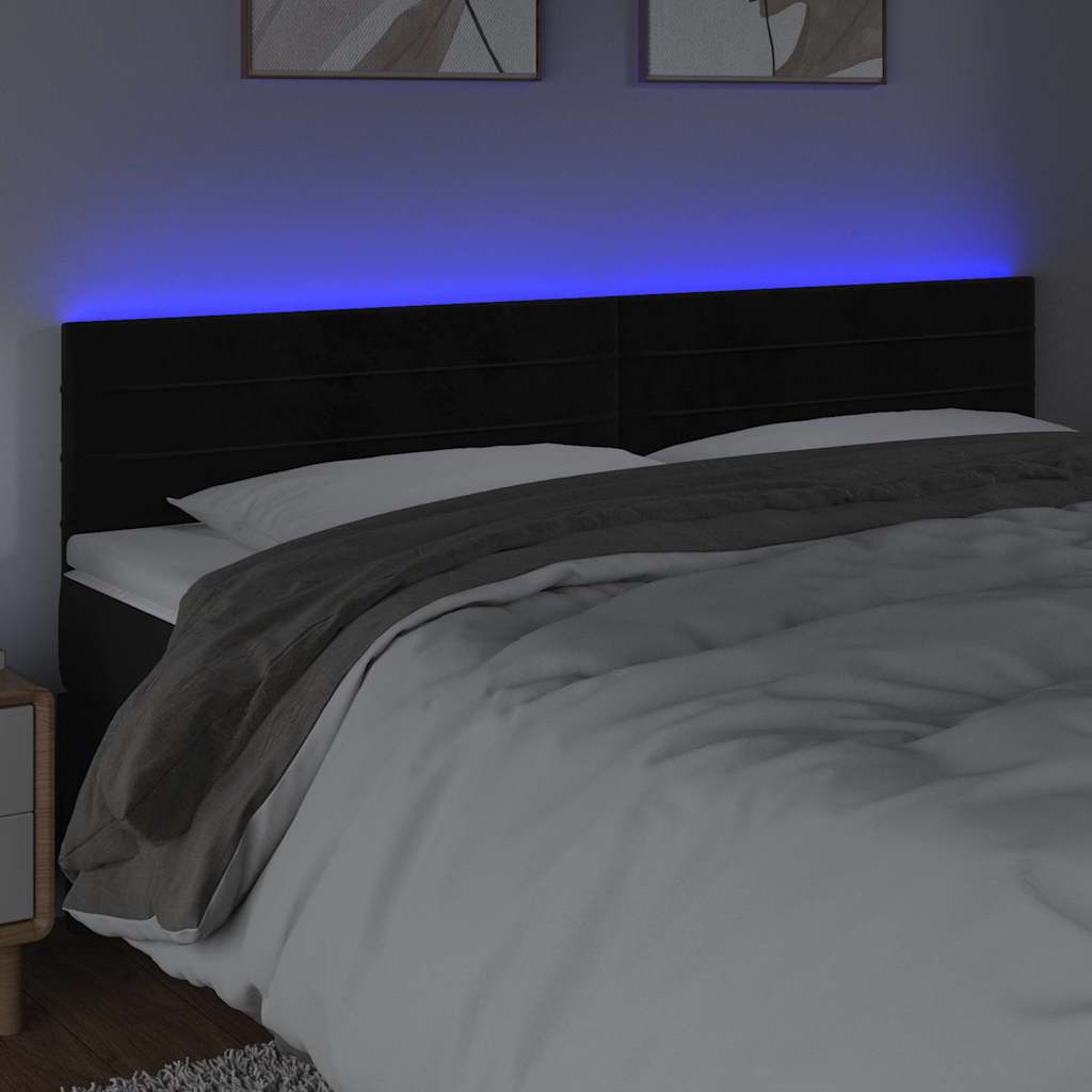 vidaXL Hoofdbord LED 180x5x78/88 cm fluweel zwart, foto 2