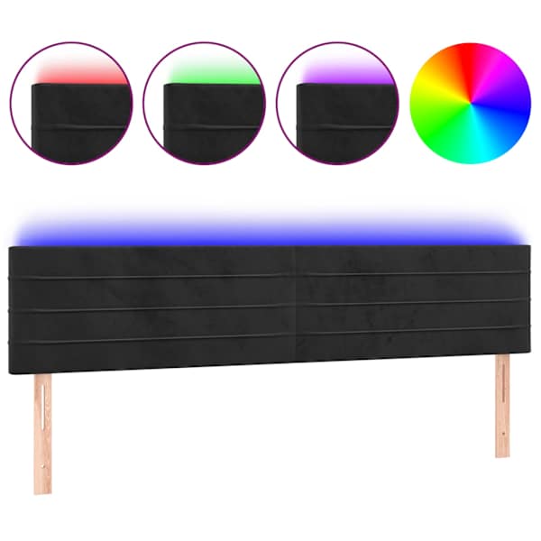 vidaXL LED-voodipeats, must, 200x5x78/88 cm, samet