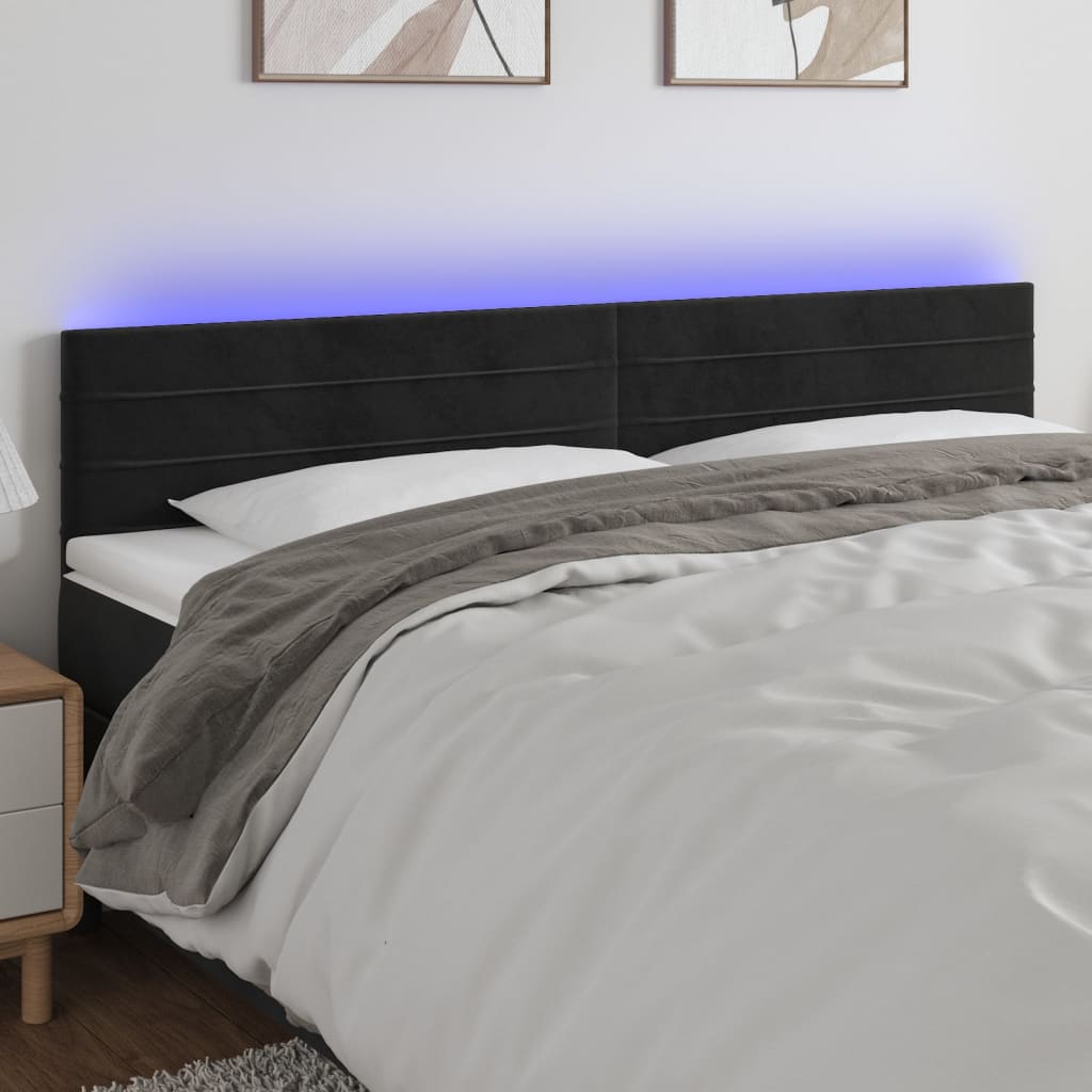 vidaXL TÄƒblie de pat cu LED, negru, 200x5x78/88 cm, catifea