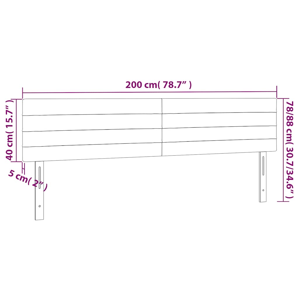 Čelo postele s LED tmavě modré 200x5x78/88 cm samet - obrázek 7