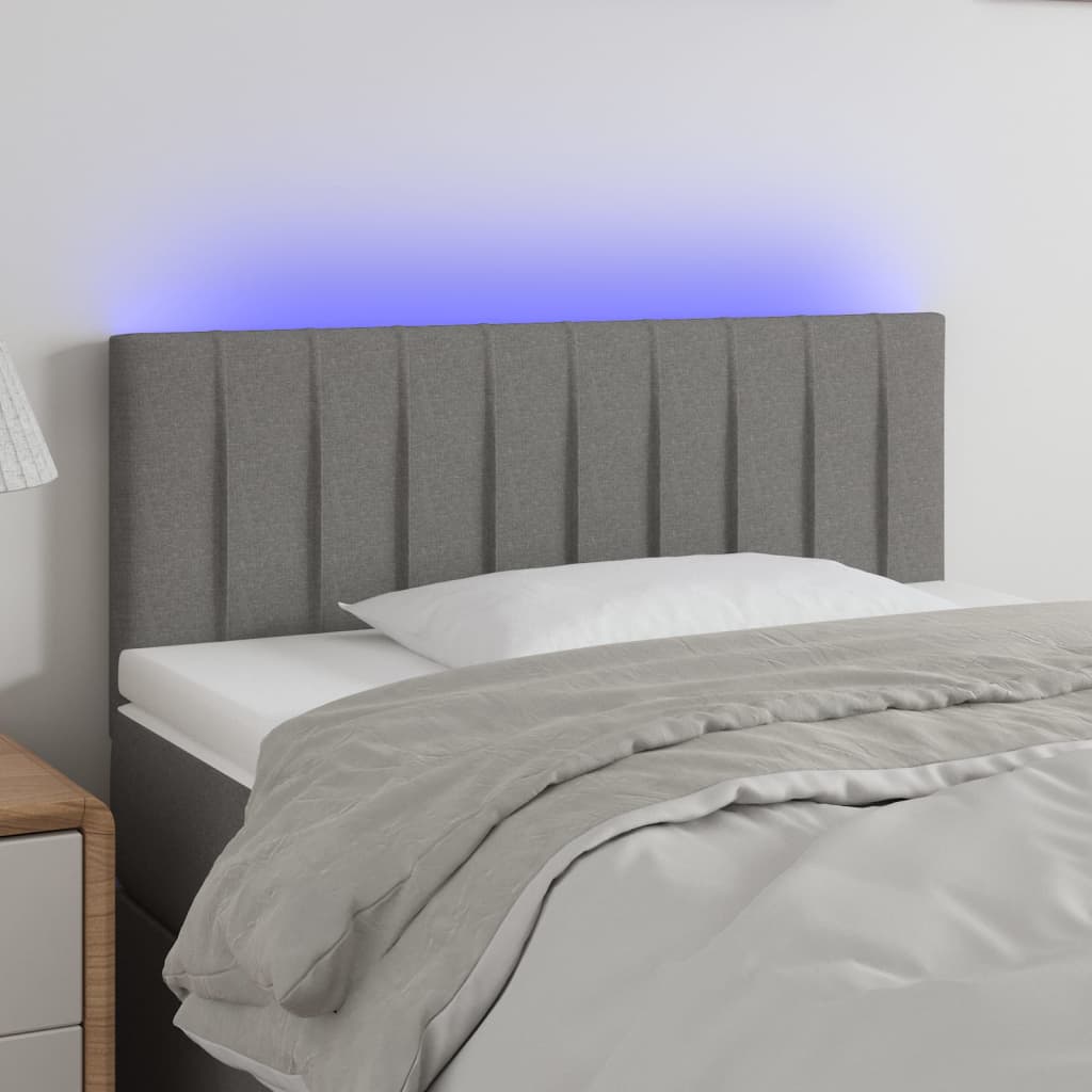 vidaXL Tăblie de pat cu LED, gri închis, 80x5x78/88 cm, textil vidaXL imagine 2022