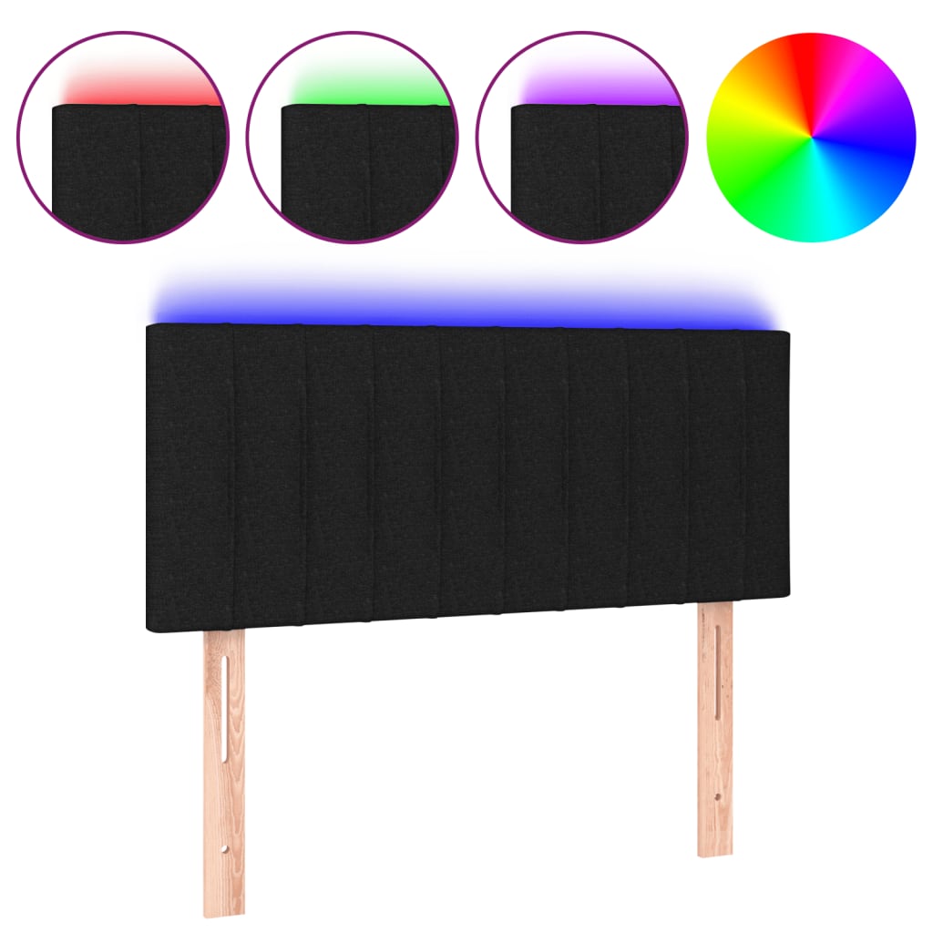 vidaXL Čelo postele s LED černé 80 x 5 x 78/88 cm textil
