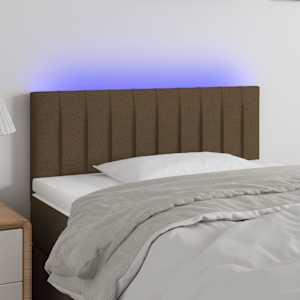Čelo postele s LED tmavě hnědé 80 x 5 x 78/88 cm textil - obrázek 1